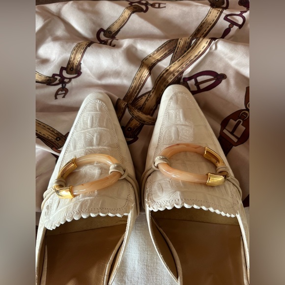 Stuart Weitzman Crocodile Embossed Leather Mule 9N - Picture 4 of 12